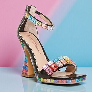 Betsey Johnson Emani Colorblock Multicolor Jewel  Gem Heels Shoes 7.5
